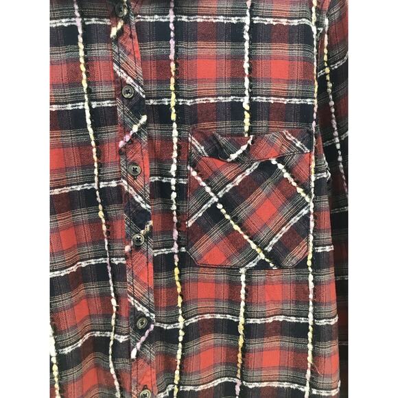 BDG Red Black Plaid Flannel Button Down Shirt Womens M - Picture 6 of 9